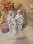 Holy Family statue with Jesus, Mary, and Joseph in a loving pose, 3D-printed with intricate details.