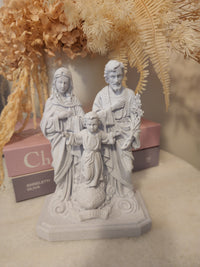 Holy Family statue with Jesus, Mary, and Joseph in a loving pose, 3D-printed with intricate details.