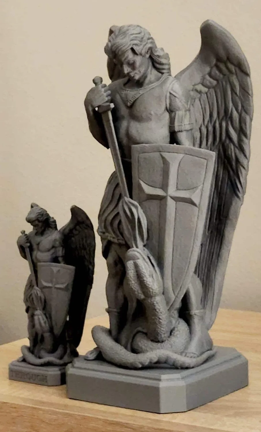 Saint Michael the Archangel statue defeating the devil